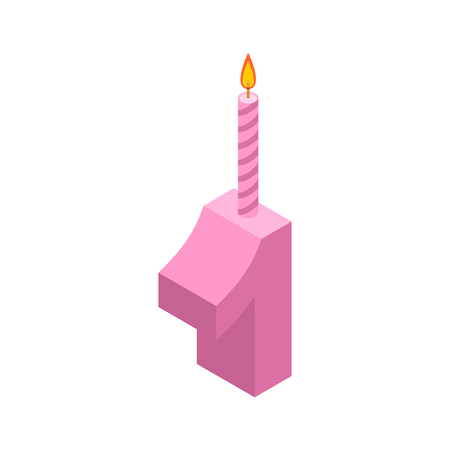 1 number and Candles for birthdayのイラスト素材