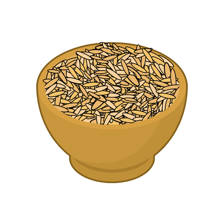 Oat in wooden bowl isolatedのイラスト素材
