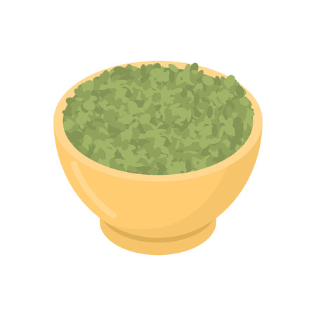 Green Lentils in wooden bowlのイラスト素材