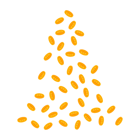 Bitcoin rain. Profit is crypto currency. Virtual money. Vector illustrationのイラスト素材