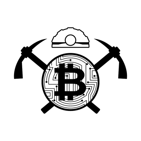 Mining bitcoin logo. Meiner emblem.のイラスト素材