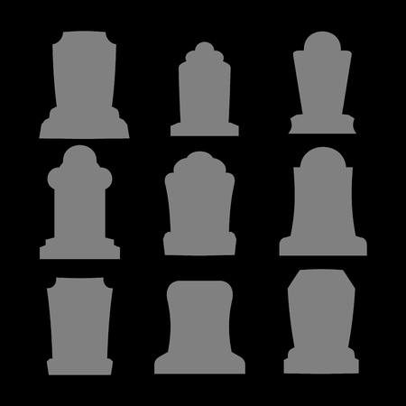Tombstone silhouette set for halloween. Gravestone cemetery collection. Vector illustrationのイラスト素材
