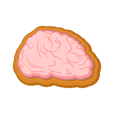 Halloween cookie Brain. Cookies for terrible holiday. Vector illustrationのイラスト素材