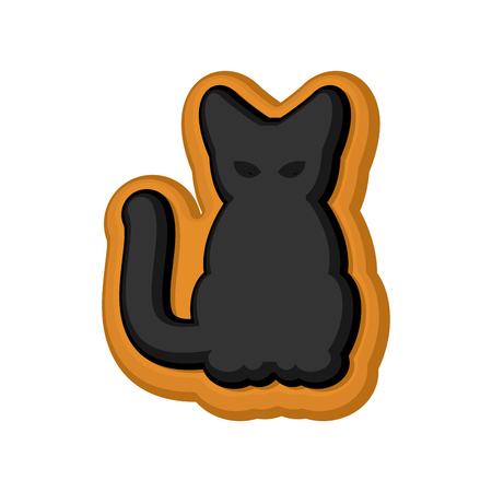 Halloween cookie Black cat. Cookies for terrible holiday. Vector illustrationのイラスト素材