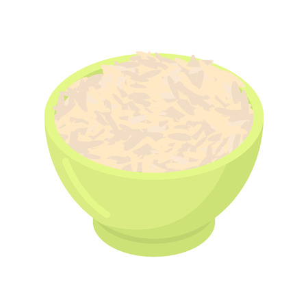 Bowl of Parboiled rice cereal isolated. Healthy food for breakfast.のイラスト素材