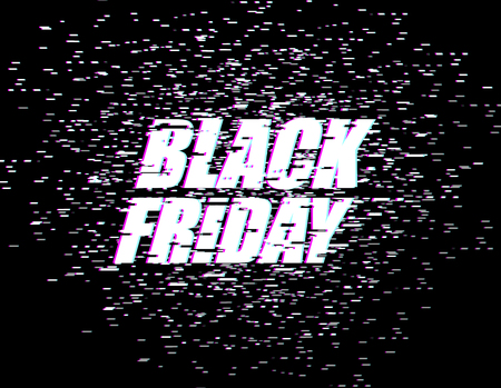Black Friday Glitch effect emblem. website display online store. Day of sales. Vector illustrationのイラスト素材