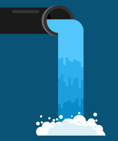 Water pouring from pipe. Flow of clean water. Vector illustrationのイラスト素材