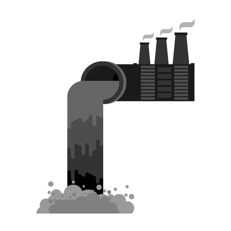 Industrial landscape. Plant poisonous emissions. Environmental pollution. Black smoke from pipes of factory.のイラスト素材