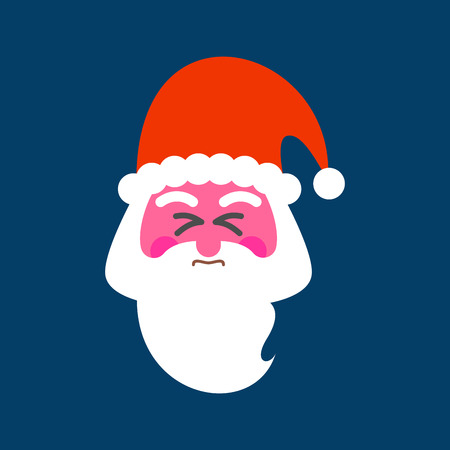Santa straining face. Red face of Christmas grandfather. Happy New Year. Christmas vector illustrationのイラスト素材