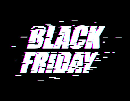 Black Friday Glitch effect emblem. website display online store. Day of sales. Vector illustrationのイラスト素材