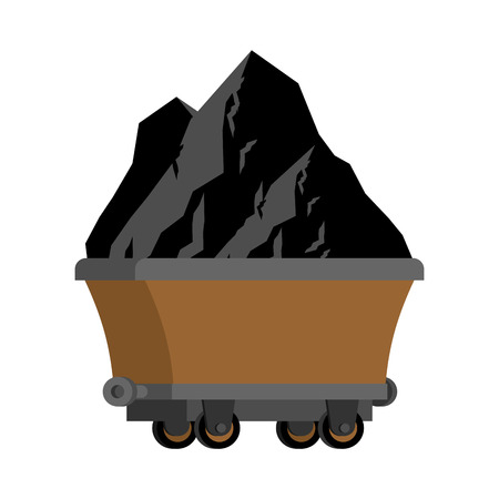 Trolley of Coal isolated. Mining Extraction mineral. Vector illustrationのイラスト素材
