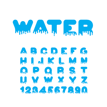 Water Liquid font. Aqua alphabet. viscous Lettersのイラスト素材
