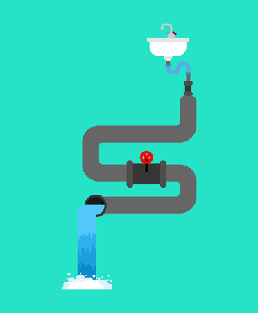 Bath plumbing system, sewerage scheme illustrationのイラスト素材