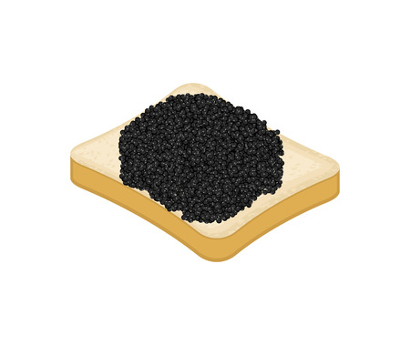 Sandwich with black fish caviar isolated vector illustration.のイラスト素材