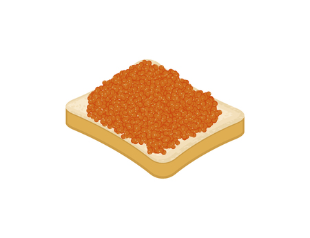 Sandwich with red fish caviar isolated on white background. Vector illustrationのイラスト素材
