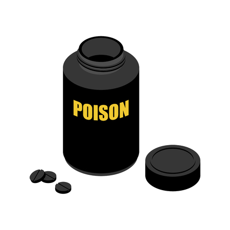 Jar with poison, Black Container for poisoning on white background.のイラスト素材