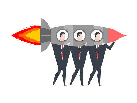 Business team in rocket vector illustration.のイラスト素材