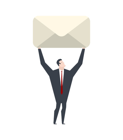 Businessman is carrying letter. Boss and large envelope. Office life vector illustration.
のイラスト素材
