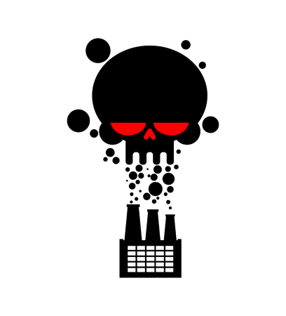Black Smoke skull plant. works is poisoning air. Environmental pollution. Factory and poisonous gas. death of all living thing.のイラスト素材