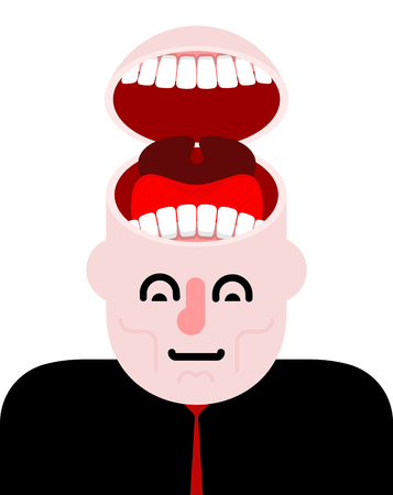 Open head with mouth, tongue and teeth.のイラスト素材