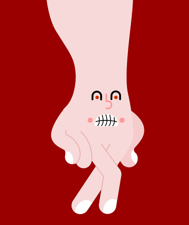 Illustration of walking fingers with a face on a handのイラスト素材