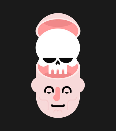 Structure of head. Skull and face. Open head Vector illustration.のイラスト素材