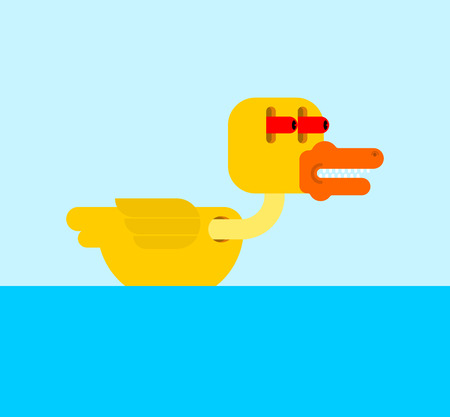 Duck in shock cartoon style. Frightened eyes. Panic Bird
のイラスト素材