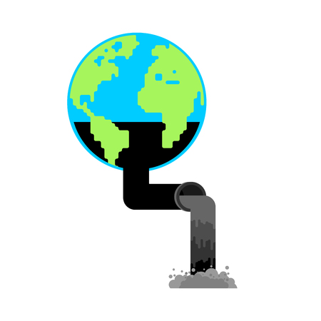 Planet Earth and Pump jack and Oil production. Petrol station. World Petroleum reserves.   のイラスト素材