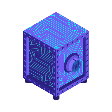 Crypto currency safe. Storage for bitcoins. strongbox for web money. Vector illustration
のイラスト素材