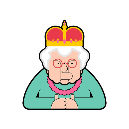 Queen isolated. Boss old lady in crown. Vector illustrationのイラスト素材
