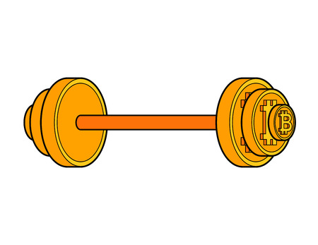 Bitcoin barbell isolated. Crypto currency is strength. Vector illustration
のイラスト素材