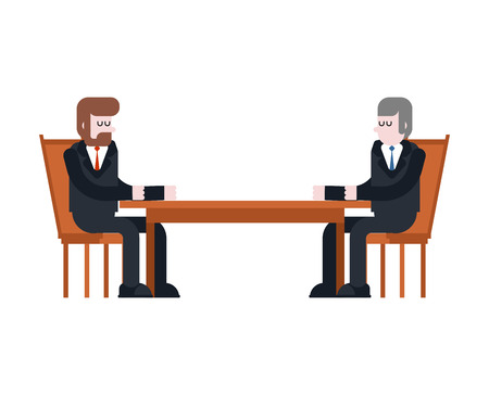 Business negotiations. Two businessmen are sitting table. Enter into contract. Vector illustration
のイラスト素材
