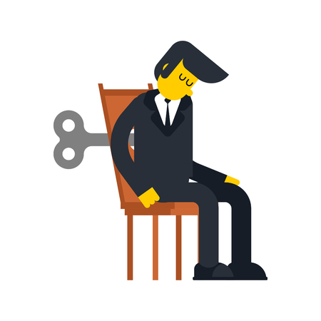 Businessman Clockwork Key. Business toy robot mechanism gear. Vector illustration
のイラスト素材