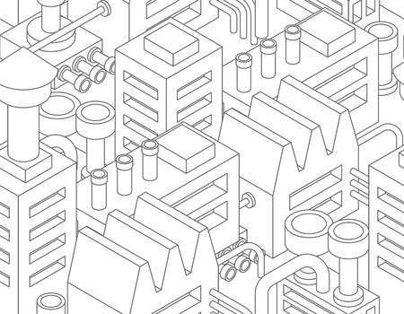 Plant industrial pattern seamless. manufactory texture. Factory background. Vector illustrationのイラスト素材