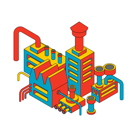 Plant industrial Isometric. Factory isolated pop art style. Vector illustrationのイラスト素材