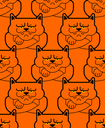 Grumpy cat pattern seamless. Angry pet background. Vector illustration
のイラスト素材