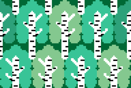 Birch Forest Pixel art seamless pattern. National Russian tree background. Vector illustration
のイラスト素材
