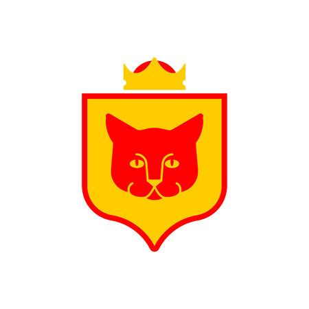 Cat Shield heraldic symbol. Sign pet for coat of arms. Royal kitten Vector illustrationのイラスト素材
