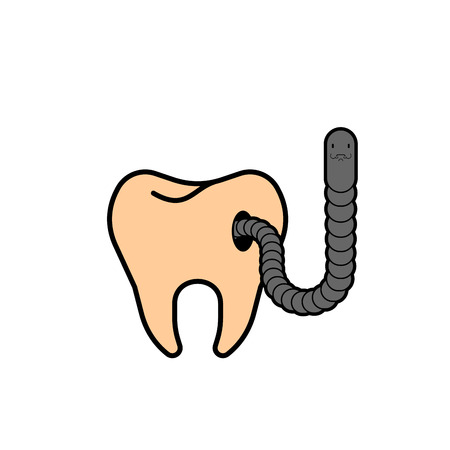 Tooth and worm with hole. Microbes sick tooth. Caries and pulpitis Toothache Vector illustration
のイラスト素材