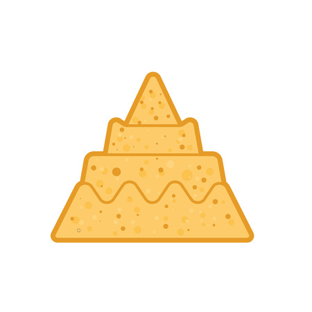 Sand castle isolated. Sandcastle Children game on beach. Vector illustrationのイラスト素材