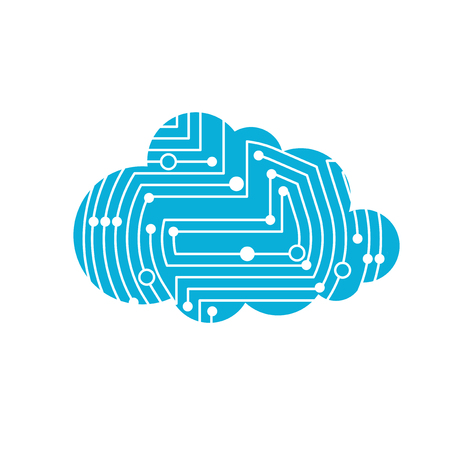 Digital cloud printed circuit. eddy computer system. technology Vector illustrationのイラスト素材