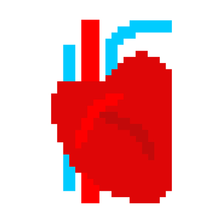 Heart human pixel art. Organ of man 8 bit. Vector illustrationのイラスト素材