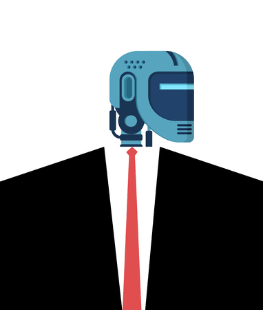 Cyborg businessman. Office Robot Artificial Intelligence. Vector illustrationのイラスト素材