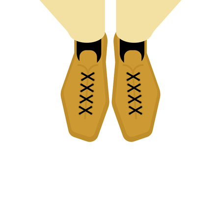 Men Legs in shoes top view. Vector illustrationのイラスト素材