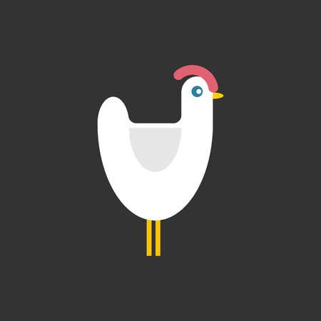 White Chicken isolated. bird farm. Vector illustrationのイラスト素材