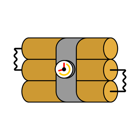 Dynamite sticks and clock. TNT explosives. Bomb vector illustrationのイラスト素材
