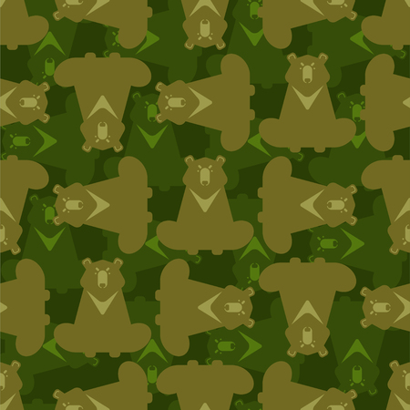 Bear military texture. Wild predator army pattern. Soldier protective background. War hunter camouflage ornament. Vector illustrationのイラスト素材