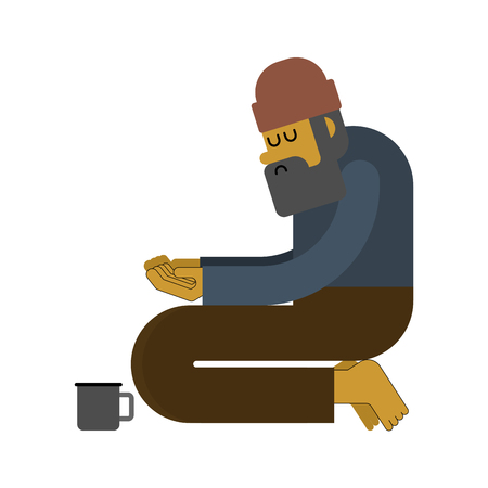 Homeless isolated. Beggars, Poor. bum hobo Vector illustrationのイラスト素材