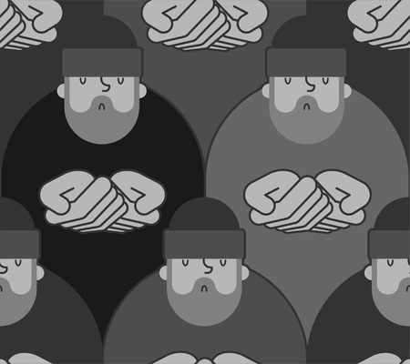 Homeless pattern seamless. Beggars background. Poor ornament. bum hobo Vector illustrationのイラスト素材
