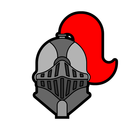 Helmet Knight isolated. Head Metal armor warrior. Iron armor.  Vector illustrationのイラスト素材